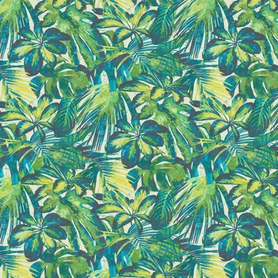 Kasmir Kekoa 55 Green in 1453 Green Polyester  Blend Fire Rated Fabric Heavy Duty CA 117  Tropical  Vine and Flower   Fabric